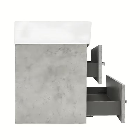 Wisząca szafka łazienkowa SAT Cube Way z umywalką ceramiczną w dekorze beton 60x46x53 cm