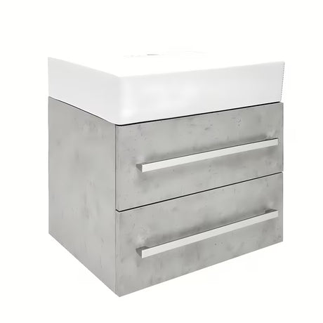 Wisząca szafka łazienkowa z umywalką ceramiczną SAT Cube Way 60x46 cm w dekorze beton
