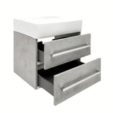 Wisząca szafka łazienkowa z umywalką ceramiczną SAT Cube Way 60x46 cm w dekorze beton