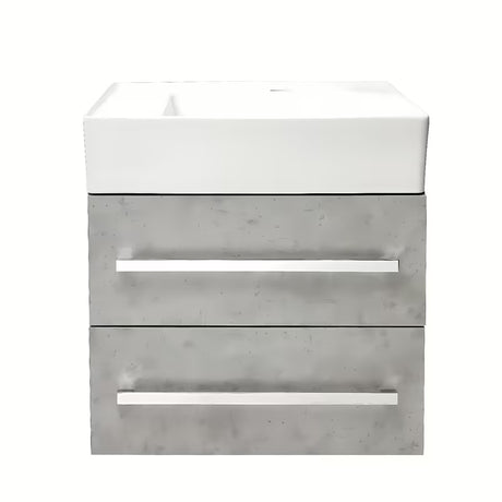 Wisząca szafka łazienkowa z umywalką ceramiczną SAT Cube Way 60x46 cm w dekorze beton