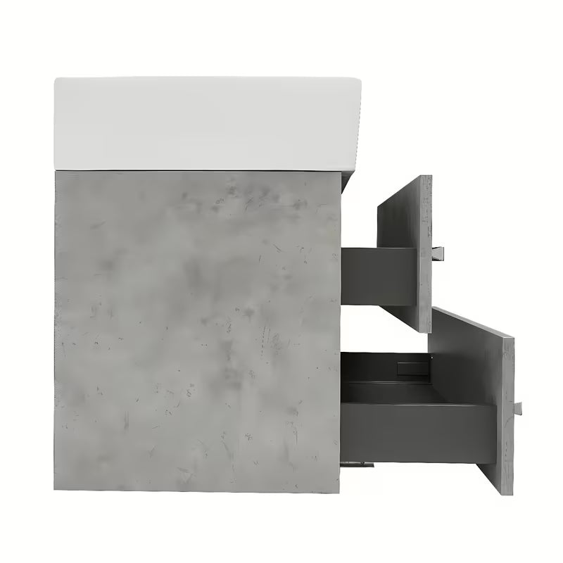 Wisząca szafka łazienkowa z umywalką ceramiczną SAT Cube Way 60x46 cm w dekorze beton