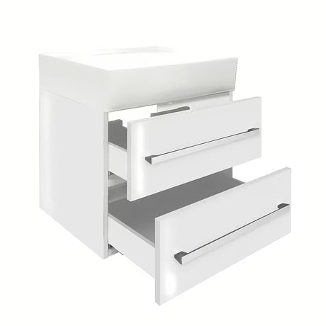 Wisząca szafka łazienkowa SAT Cube Way z umywalką ceramiczną w białym połysku 60x46x53 cm.