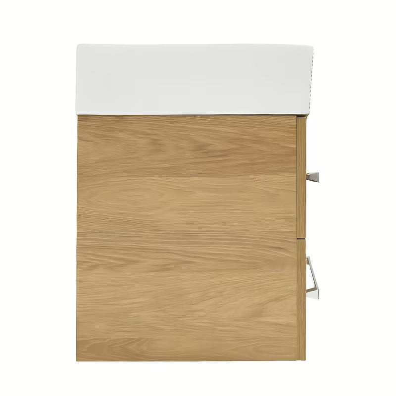 Wisząca szafka łazienkowa z umywalką ceramiczną SAT Cube Way w dekorze dąb hickory