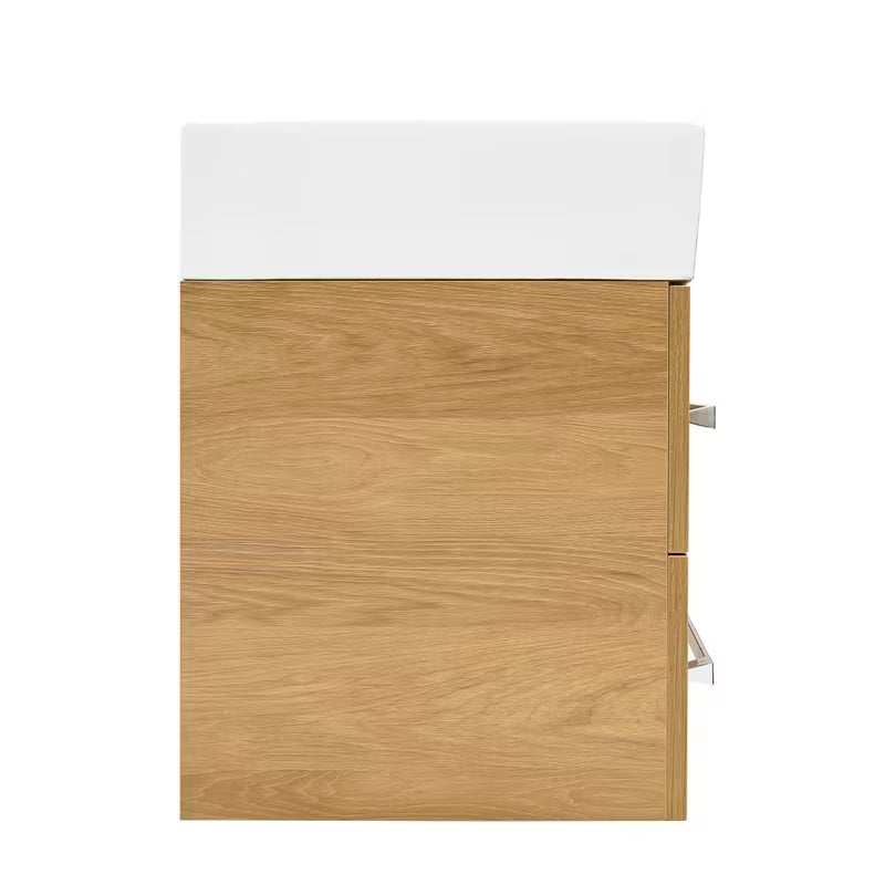 Wisząca szafka łazienkowa SAT Cube Way z umywalką ceramiczną w dekorze dąb hickory 60x46x53 cm
