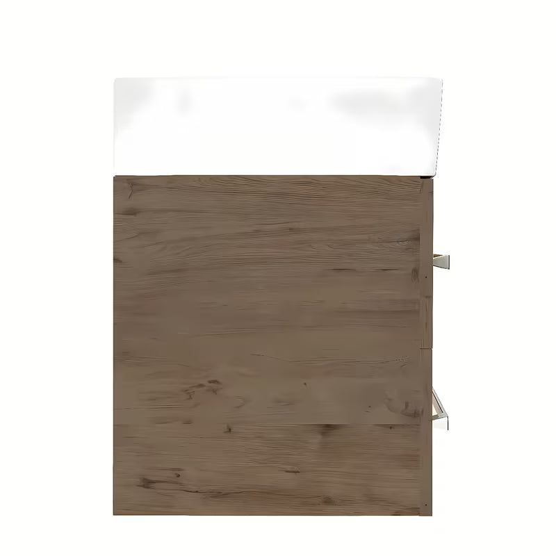 Wisząca szafka z umywalką ceramiczną SAT Cube Way w dekorze dąb wellington z matowym wykończeniem