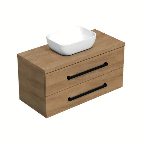 Wisząca szafka łazienkowa SAT Cube Way z blatem w dekorze dąb hickory, 100x46x47,5 cm