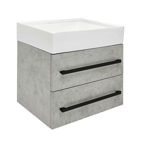 Wisząca szafka łazienkowa z umywalką ceramiczną SAT Cube Way w dekorze beton 60x46x53 cm