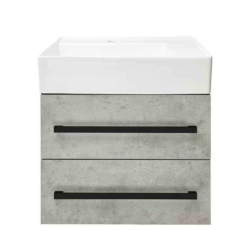 Wisząca szafka łazienkowa z umywalką ceramiczną SAT Cube Way w dekorze beton 60x46x53 cm