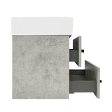 Wisząca szafka łazienkowa z umywalką ceramiczną SAT Cube Way w dekorze beton 60x46x53 cm