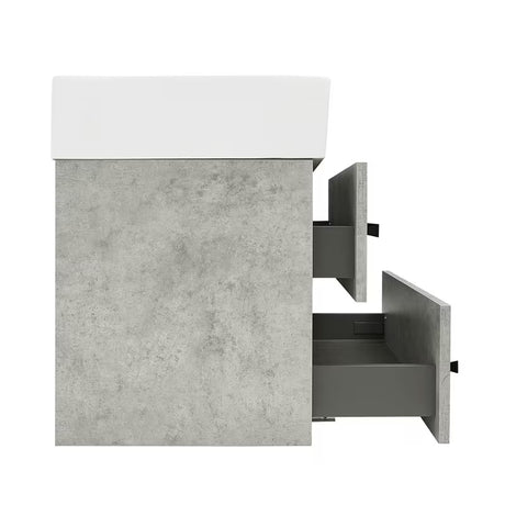 Wisząca szafka łazienkowa z umywalką ceramiczną SAT Cube Way w dekorze beton 60x46x53 cm