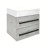 Wisząca szafka łazienkowa z umywalką ceramiczną SAT Cube Way w dekorze beton, 60x46x53 cm.