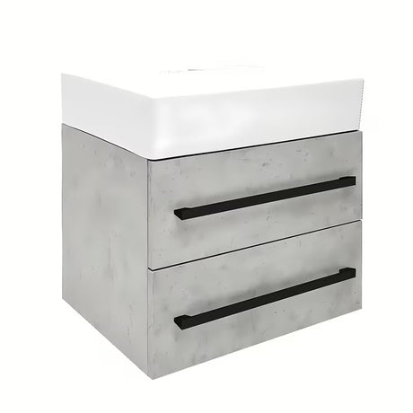 Wisząca szafka łazienkowa z umywalką ceramiczną SAT Cube Way w dekorze beton, 60x46x53 cm.