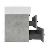 Wisząca szafka łazienkowa z umywalką ceramiczną SAT Cube Way w dekorze beton, 60x46x53 cm.