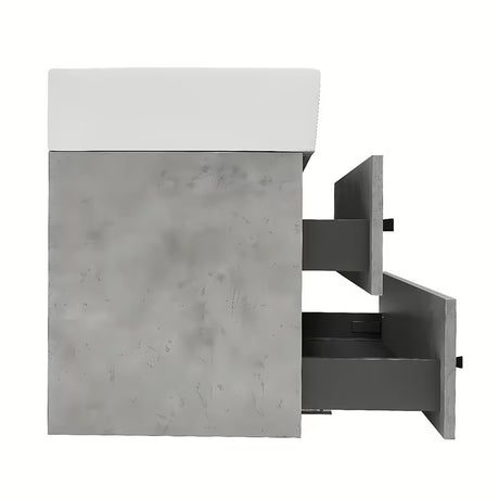 Wisząca szafka łazienkowa z umywalką ceramiczną SAT Cube Way w dekorze beton, 60x46x53 cm.