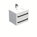 Wisząca szafka łazienkowa SAT Cube Way z umywalką ceramiczną w białym połysku