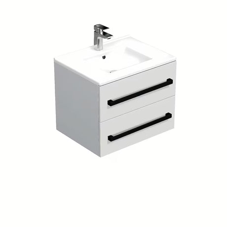 Wisząca szafka łazienkowa SAT Cube Way z umywalką ceramiczną w białym połysku