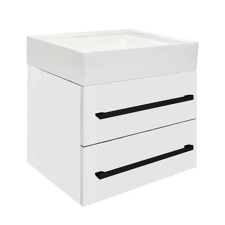 Wisząca szafka łazienkowa z umywalką ceramiczną SAT Cube Way w białym połysku 60x53x46 cm