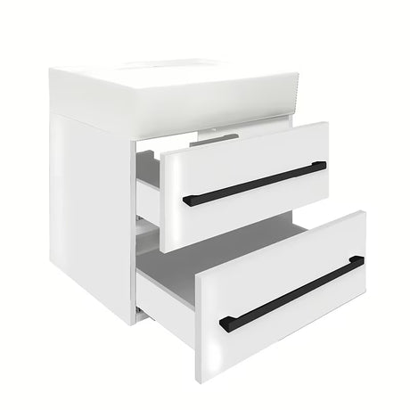 Wisząca szafka łazienkowa SAT Cube Way z umywalką ceramiczną w białym połysku 60x46x53 cm