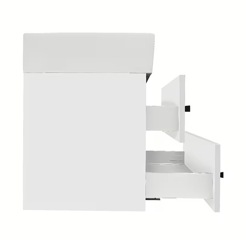Wisząca szafka łazienkowa SAT Cube Way z umywalką ceramiczną w białym połysku 60x46x53 cm