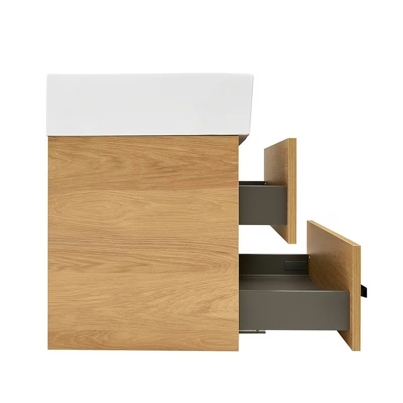 Wisząca szafka łazienkowa z umywalką ceramiczną SAT Cube Way 60x53x46 cm w dekorze dąb hickory