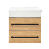 Wisząca szafka łazienkowa z umywalką ceramiczną SAT Cube Way 60x46 cm w dekorze dąb hickory