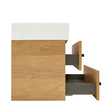 Wisząca szafka łazienkowa z umywalką ceramiczną SAT Cube Way 60x46 cm w dekorze dębu hickory