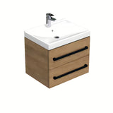 Wisząca szafka łazienkowa z umywalką ceramiczną SAT Cube Way w dekorze dąb hickory