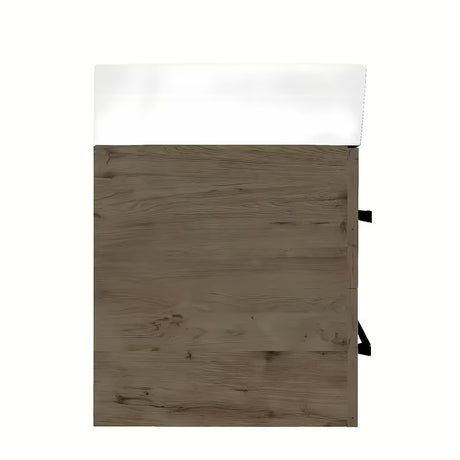 Wisząca szafka łazienkowa z umywalką ceramiczną SAT Cube Way w dekorze dąb Wellington