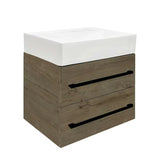 Wisząca szafka łazienkowa SAT Cube Way z umywalką ceramiczną w dekorze dębu Wellington