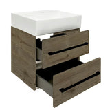 Wisząca szafka łazienkowa SAT Cube Way z umywalką ceramiczną w dekorze dębu Wellington