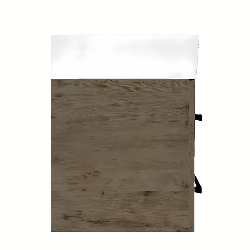 Wisząca szafka łazienkowa SAT Cube Way z umywalką ceramiczną w dekorze dębu Wellington