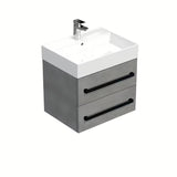 Wisząca szafka łazienkowa z umywalką ceramiczną SAT Cube Way w dekorze imitacja betonu