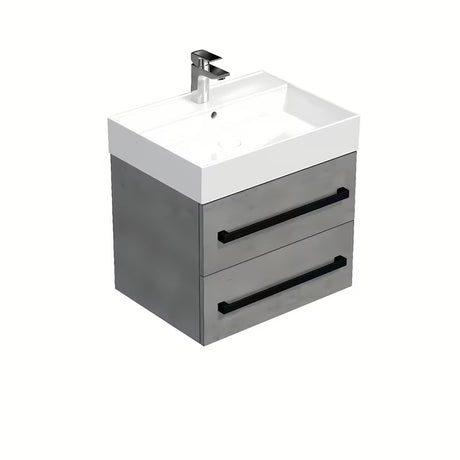 Wisząca szafka łazienkowa z umywalką ceramiczną SAT Cube Way w dekorze imitacja betonu