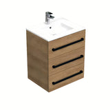 Wisząca szafka łazienkowa z umywalką ceramiczną SAT Cube Way w dekorze dąb hickory