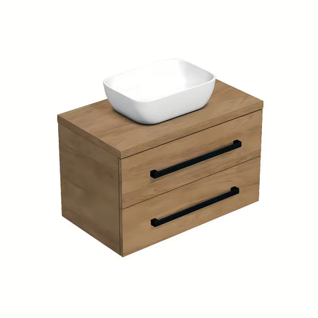 Wisząca szafka łazienkowa SAT Cube Way z płytą maskującą w dekorze dębu hickory, 80x46x47,5 cm.