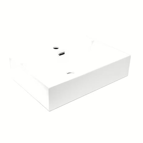 Biała ceramiczna umywalka wisząca SAT Cube Way 60x42 cm z otworem pro na baterię pośrodku