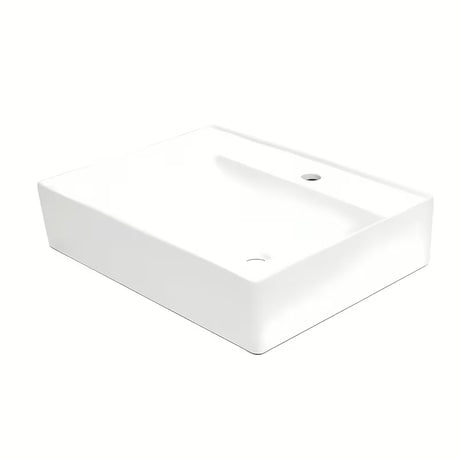 Biała ceramiczna umywalka wisząca SAT Cube Way 60x46 cm z półką po lewej stronie