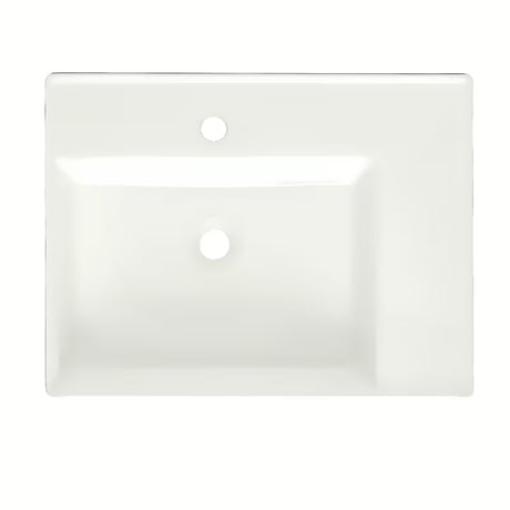 Biała ceramiczna umywalka wisząca SAT Cube Way 60x46 cm o asymetrycznym designie i z półką po prawej stronie.