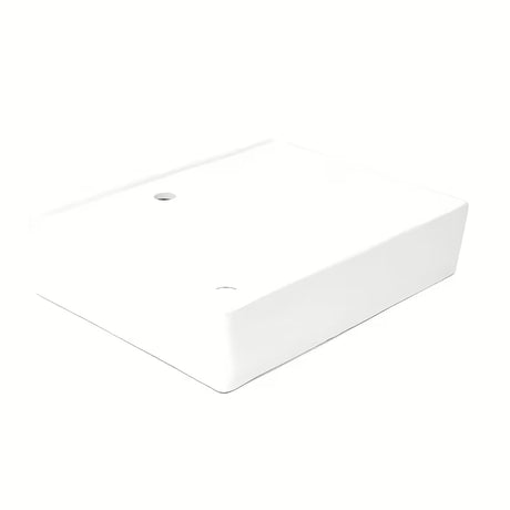 Biała ceramiczna umywalka wisząca SAT Cube Way 60x46 cm o asymetrycznym designie z półką po prawej stronie.