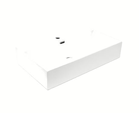 Biała ceramiczna umywalka wisząca SAT Cube Way 75x42 cm z przelewem i otworem pro baterię