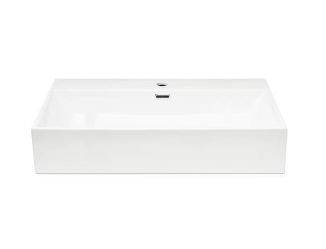 Biała ceramiczna umywalka wisząca SAT Cube Way 75x42 cm z przelewem i otworem pro baterię