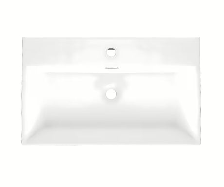 Biała ceramiczna umywalka wisząca SAT Cube Way 75x42 cm z przelewem i otworem pro baterię