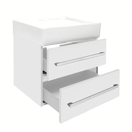 Wisząca szafka łazienkowa z umywalką ceramiczną SAT Cube w białym połysku