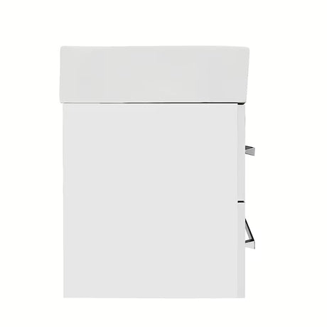 Wisząca szafka łazienkowa z umywalką ceramiczną SAT Cube w białym połysku