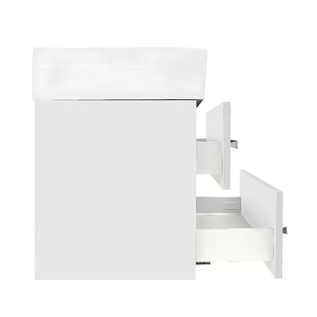 Wisząca szafka łazienkowa z umywalką ceramiczną SAT Cube w białym połysku