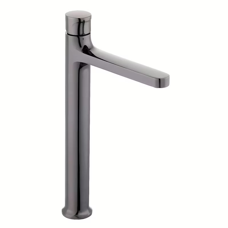 Wysoka bateria umywalkowa SAT Dark w wykończeniu PVD Gun Metal z dźwignią bez odpływu.