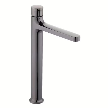 Wysoka bateria umywalkowa SAT Dark w wykończeniu PVD Gun Metal z dźwignią bez odpływu.