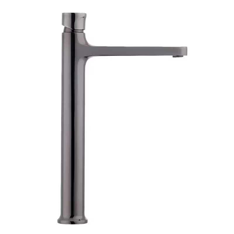 Wysoka bateria umywalkowa SAT Dark w wykończeniu PVD Gun Metal z dźwignią bez odpływu.