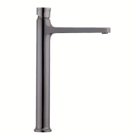 Wysoka bateria umywalkowa SAT Dark w wykończeniu PVD Gun Metal z dźwignią bez odpływu.