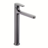 Wysoka bateria umywalkowa SAT Dark w wykończeniu PVD gun metal bez odpływu.